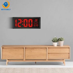Grote getal LED Wall Clock Display Elektronische thermometerweek Versier tijdgeheugen digitale home s y200109