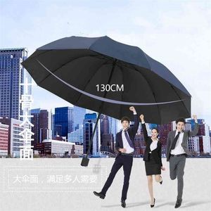 Grand Parapluie Surdimensionné Trois Étudiants Double Hommes et Femmes Pluie et Soleil Parapluie Pliant à Double Usage Protection Solaire en VinyleParapluie 210401