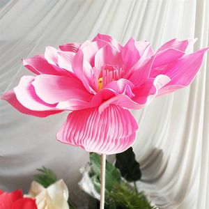 Grandes fleurs de Lotus en mousse PE, fausses fleurs, décoration murale de fond de mariage, maison, scène de photographie, fleurs artificielles lotus281S