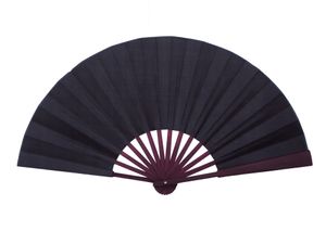 Grote Plain Black Hand Ventilator DIY Vouwen Chinese Zijde Fan Volwassen Fine Art Schilderen Programma Woondecoratie Ambachten Mens Gift 10pcs / lot