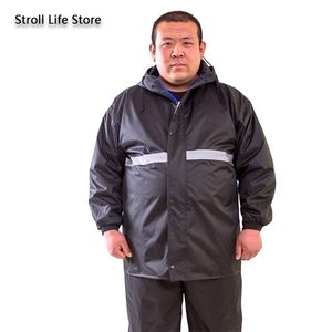 Chubasquero grande de talla grande para hombre, conjunto de pantalones de lluvia, impermeable de doble capa para hombre gordo, traje impermeable para pesca, senderismo, Capa De Chuva, regalo 201016