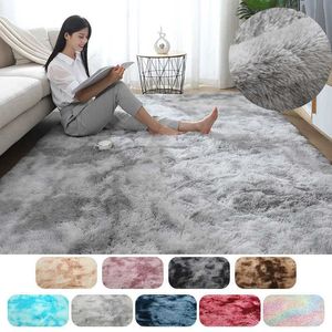 Grote pluche tapijt woonkamer decoratie tie-dye zachte donzige vloerkleed dikke slaapkamer tapijten anti-slip wasbare vloermatten