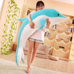 Grand dauphin peluche Toy Skille en peluche Animal de mer Dolphin Sac de haricots poupées bébé Sleeping Oreiller de Noël cadeau pour enfants 240422