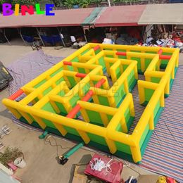 Grand prix 10mlx10mwx2mh (33x33x6,5ft) Maze gonflable, parcours d'obstacles carrés, jeu de labyrinthe en plein air pour les enfants et les adultes