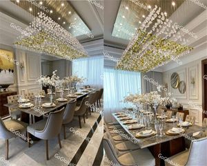 Groot project hoge plafond hanglamp helder amber hotel lobby feestzaal decoratie glazen steen murano moderne kristallen kroonluchter