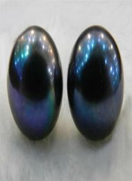 Grande quantité 1213 mm authentique naturel noir noir tahitien perle perle perle oreilles boucles d'oreilles en argent aaa6152124