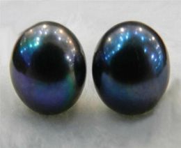 Grote hoeveelheid 1213 mm Echte natuurlijke zwarte Tahitian Pearl Pearl Bead Ear Studs Zilveren oorbellen AAA7559105