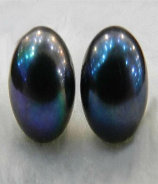 Grande quantité 1213 mm authentique naturel noir noir tahitien perle perle perle oreilles boucles d'oreilles en argent aaa8903778