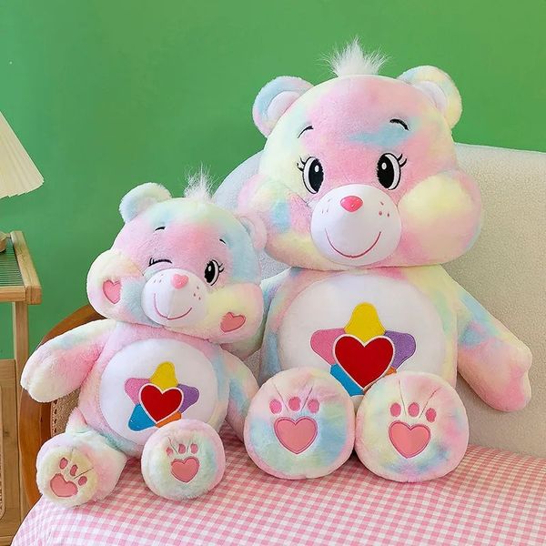 Grands jouets en peluche ours arc-en-ciel, cadeaux pour enfants avec logo de poupée