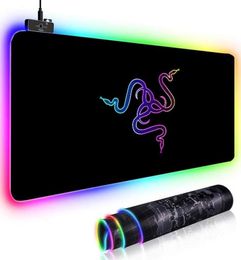 Grote RGB-muismat xxl Gaming-muismat LED Mause Pad Gamer Copy Razer Mouse Carpet Groot toetsenbord-muismat Mat met achtergrondverlichting cadeau9114142