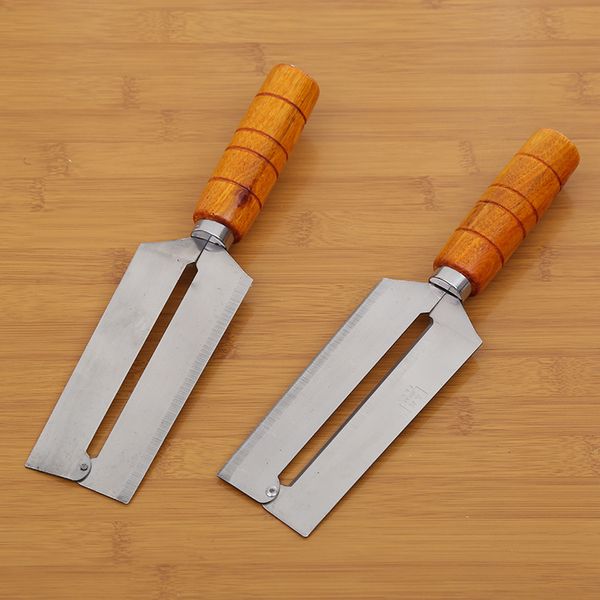 Grand couteau à fruits rond avec manche en bois, vente en gros d'outils pour légumes de canne
