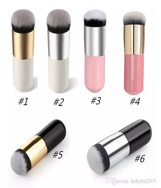 Grands pinceaux de maquillage à tête ronde pour fond de teint BB Cream Powder Cosmetic Make Up Brush Flat Head Test Soft Hair Makeup Tools1646878