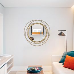 Grote ronde spiegels voor wanddecoratie woonkamer, gouden ronde spiegel 32 inch, grote gouden spiegelcirkel, ronde wandspiegel open haard, grote cirkelspiegel goud