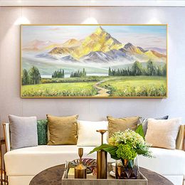 Grootschalige Everest Snow Mountain Hand Painted Oil Painting Abstract Canvas Living Room Landschap schilderen Natuurlijke thuiswand Art
