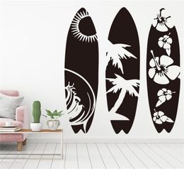 Gran juego de 3 Surfboard Wall Salter Sala de estar Sala de estar de verano Summer Surf Sport Wall Decal Sala de niños Room Vinyl T8985995