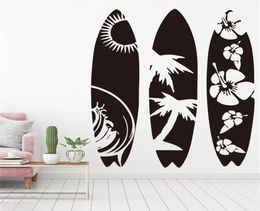 Gran juego de 3 Surfboard Wall Salter Sala de estar de la playa de verano Surf Sport Sport Wall Decal Sala de niños Room Vinyl T3657269