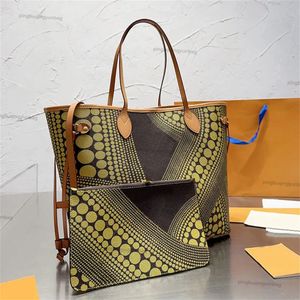 Grote boodschappentassen Designer Handtassen Crossbodytassen Echt lederen handvat Polka Dot-patroon Oud bloemenmode Interieur Zak met ritssluiting Afneembaar etui Portefeuilles 32 cm