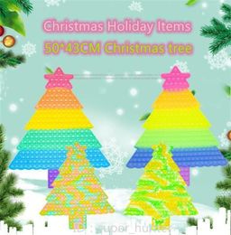 Grote Silicone Christmas Tree Squeeze Toy Macaron ChristmasTree Finger Bubble Toy Factory Groothandel Gratis DHL1853491