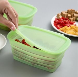 Grand récipient de rangement d'aliments en silicone avec couvercle BPA sans danger micro-ondes et congélateur sans air BPA