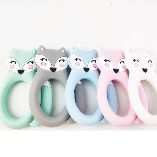 Grand silicone renard teether dentings baby toys bpa free core soft silicone animal mousse