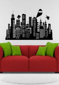 Grande taille 132x41 cm Batman Gotham City Mur Decal Comics Sticker Kids Room Home Art Decor7843832
