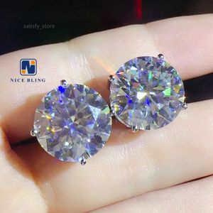 Boucles d'oreilles unisexes à grande taille 4 mm Moissanite Sterling Unisexe 925 Labres Diamond Stud Orees pour femmes et hommes