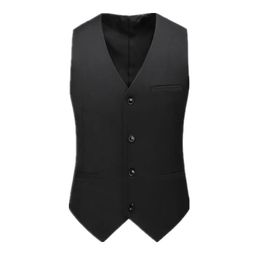 Grande taille 6XL hommes simple boutonnage costume formel gilet noir vert couleur Pure bal de mariage affaires robe de soirée sociale gilet 240119