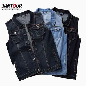 Grande taille 8XL 7XL 6XL coton jeans veste sans manches gilet hommes denim mâle cowboy extérieur gilet 3 couleurs 210923