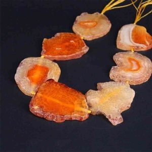 Grote maat ongeveer 7 stks / streng oranje crack rauwe agates plaat nugget losse kralen, natuurlijke edelstenen slice hangers sieraden maken