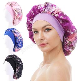 Bonnet de grande taille en Satin soyeux Turban chapeau élastique large bande bonnet de couchage pour les femmes sommeil bonnet de nuit bonnets de créateur