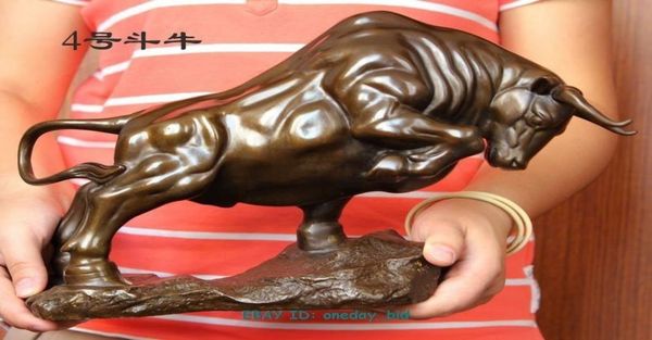 Statue de grande taille en Bronze, café, Wall Street, taureau féroce, bœuf, 14quotLong6152104