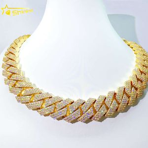 Collier cubain de grande taille Iced Out Hip Hop 20 mm 20 pouces Vvs Lab Diamond Cubain Link Chain Gold plaqué