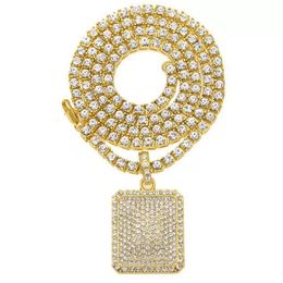 Grande taille étiquette de chien plein cristal strass pendentif colliers Bling Bling bijoux 24 pouces chaîne de Tennis pour hommes femmes