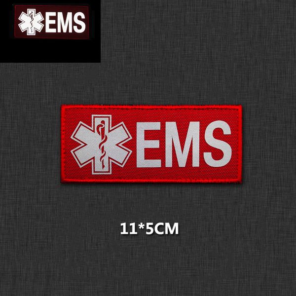 Grande taille EMS Réflexion Patch Hook Loop EMT Badge Life Life Star Strip Emblem Premier Aid Morale autocollants pour le décor de bricolage tactique