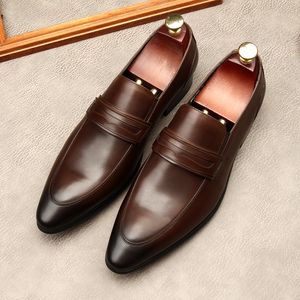 Grande taille EUR45 noir/marron/marron foncé chaussures habillées en cuir véritable chaussures de bureau chaussures sociales pour hommes