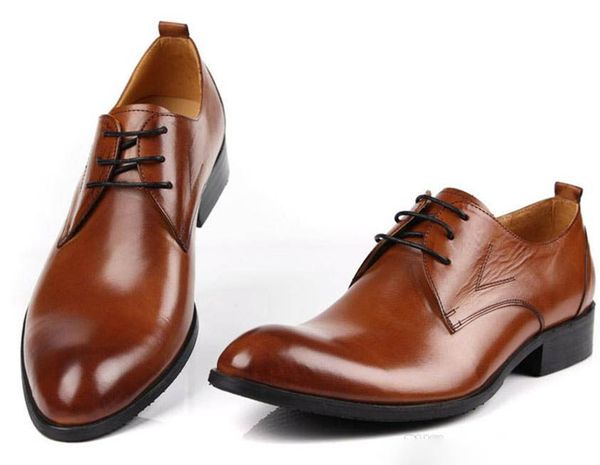Grande taille EUR45 noir/marron/tan chaussures d'affaires en cuir véritable bout pointu chaussures habillées hommes chaussures de mariage