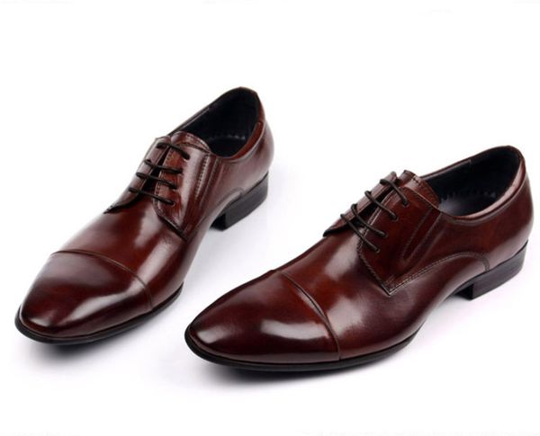 Grande taille EUR45 marron beige/noir oxfords chaussures hommes d'affaires chaussures en cuir véritable chaussures habillées nouvelle chaussure de mariage pour hommes