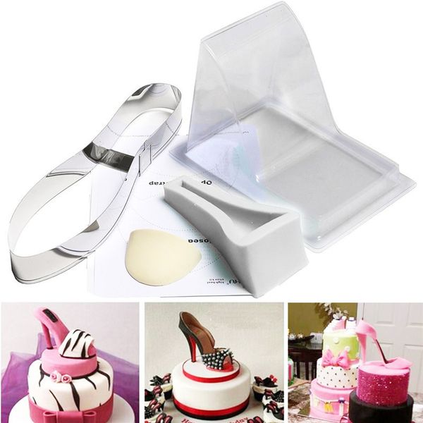 Molde de tacón alto de aguja de silicona 3D para pastel de Fondant de gran tamaño, molde para zapatos de mujer para decoración de bodas, herramientas para hornear DIY 220601