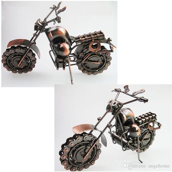 Arte del hierro hecho a mano de gran tamaño, motocicleta de Metal de bronce antiguo, modelo de Autobike, juguetes para niños y hombres, regalo de cumpleaños, decoración del hogar
