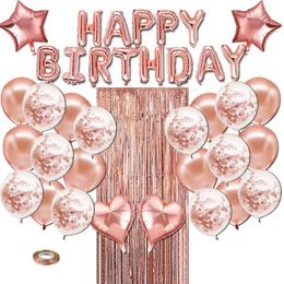 Groot formaat Happy Birthday Ballon Series Set Party Supplies Rose Gold Color omvatten Banner Confetti Ballonnen voor alle leeftijden