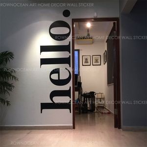 Grande tamanho Olá citações adesivo de parede vinil decoração de casa sala de estar quarto escritório bussines porta decalques decalque murais 2072 210914