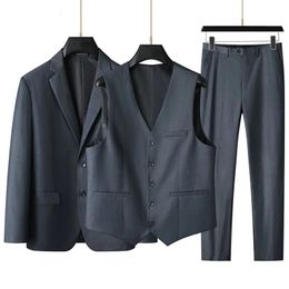 Large size highend mens suit vest trousers plus fat business formal coat wedding dress threepiece set 240507