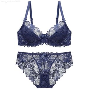 Grote Maat Lingerie Sexy Kant Ultra Dunne Transparante Bh en Slipje Set Ondergoed Set Vrouwen Bustehouders Abcd Cup 95C 95D Q0705