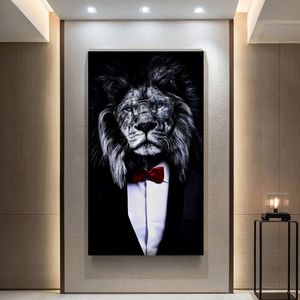 Affiche murale de Lion de grande taille, peinture sur toile d'art abstraite, image d'animal, impression HD pour salon, décoration de la maison, sans cadre