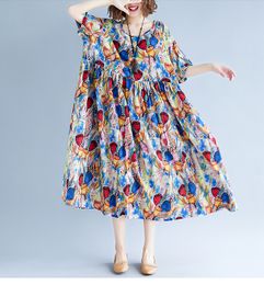 Grande taille robe de maternité 2019 été nouveau à manches courtes gras MM coton torsion couleur longue femmes enceintes grande robe