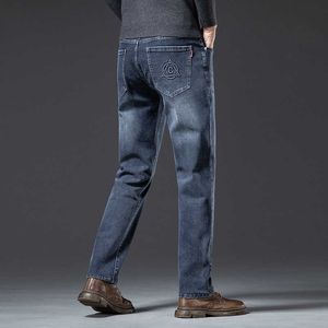 Groot formaat heren bedrukte jeans rechte been en vergrote zakelijke veelzijdige kleding