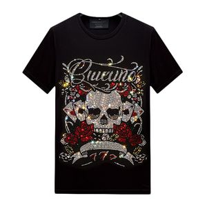 Hommes Tops Chaud Strass À Manches Courtes Designer T-shirt D'été Col Ras Du Cou Chemises Hip Hop Casual Tee Mercerisé Coton S-6XL