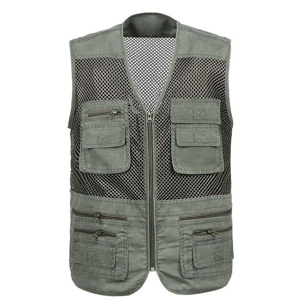 Gilets à séchage rapide en maille de grande taille mâle avec de nombreuses poches gilet de pêche multi-poches respirant pour hommes veste de travail sans manches