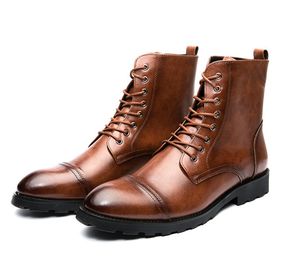 Bottes de moto de grande taille pour hommes, chaussures d'hiver en cuir, bottes tactiques de Cowboy, décontractées, 38-48