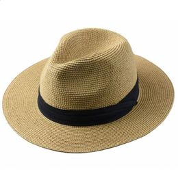Grand taille panama chapeaux Lady Beach largeur paille de paille Man man cap Summer Sun plus fedora 55-57cm 58-60cm 61-64cm 240423